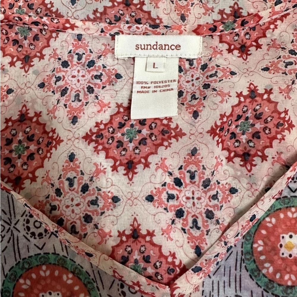 Sundance Gypsy Print Blouse Womens L Romantic Flowy Medallion Long Sleeve Top - Picture 5 of 6